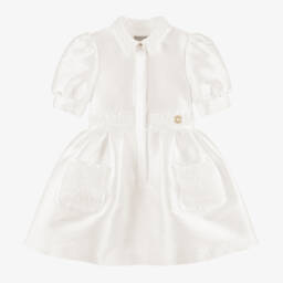 Elie Saab-Girls Cream Silk Sleeve Dress | Childrensalon Outlet