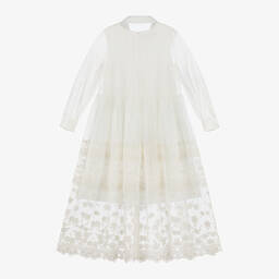 إيلي صعب-فستان تول مطرز لون عاجي | Childrensalon Outlet