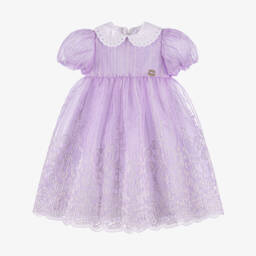 Elie Saab-Платье из органзы с цветочным узором лаванды для девочек | Childrensalon Outlet