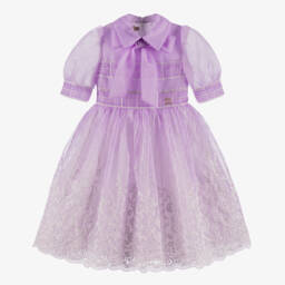 Elie Saab-Платье из органзы с цветочным узором для девочек лилового цвета | Childrensalon Outlet