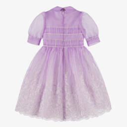 Elie Saab-Платье из органзы с цветочным узором для девочек лилового цвета | Childrensalon Outlet