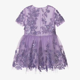 إيلي صعب-فستان تول مطرز لون بنفسجي ليلكي | Childrensalon Outlet