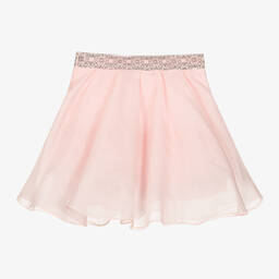 إيلي صعب-تنورة بكُسرات حرير أورغانزا وتول لون زهري | Childrensalon Outlet