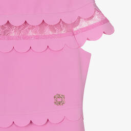 Elie Saab-Girls Pink Scalloped Crêpe Dress | Childrensalon Outlet
