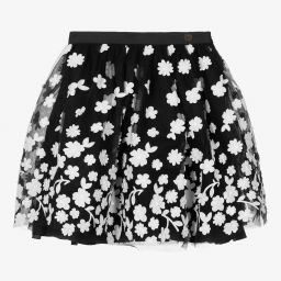 Elie Saab-Teen Black Floral Tulle Skirt | Childrensalon Outlet
