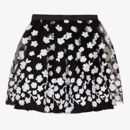 Elie Saab-Teen Black Floral Tulle Skirt | Childrensalon Outlet