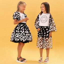 Elie Saab-Teen Black Floral Tulle Skirt | Childrensalon Outlet