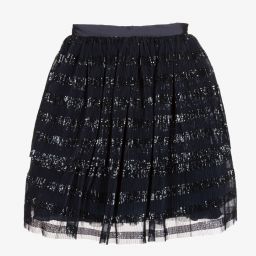 Elie Saab-Teen Blue Tulle Plissé Skirt | Childrensalon Outlet