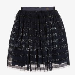 Elie Saab-Teen Blue Tulle Plissé Skirt | Childrensalon Outlet