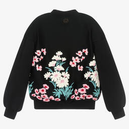 Elie Saab-Teen Girls Black Floral Bomber Jacket | Childrensalon Outlet