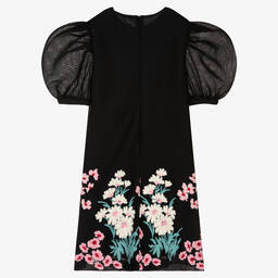 Elie Saab-فستان تينز دانتيل لون أسود بطبعة ورود | Childrensalon Outlet