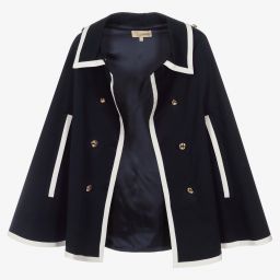 Elie Saab-Teen Girls Blue Buttons Cape | Childrensalon Outlet