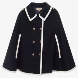 Elie Saab-Teen Girls Blue Buttons Cape | Childrensalon Outlet