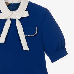 Elie Saab-Синее платье из креп-твила для девочек-подростков | Childrensalon Outlet