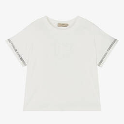 Elie Saab-تيشيرت فيسكوز جيرسي لون عاجي مزين بديامنتي | Childrensalon Outlet