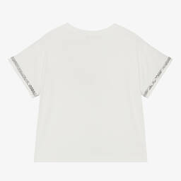 Elie Saab-تيشيرت فيسكوز جيرسي لون عاجي مزين بديامنتي | Childrensalon Outlet