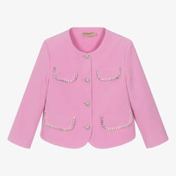 Elie Saab-Teen Girls Pink Studded Diamanté Jacket | Childrensalon Outlet