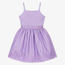 Elie Saab-Teen Girls Purple Embroidered Cotton Dress | Childrensalon Outlet