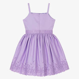 Elie Saab-Teen Girls Purple Embroidered Cotton Dress | Childrensalon Outlet