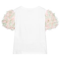 Elie Saab-Teen Girls White Cotton T-Shirt  | Childrensalon Outlet