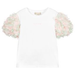 Elie Saab-Teen Girls White Cotton T-Shirt  | Childrensalon Outlet