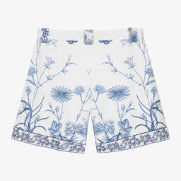 Elie Saab-Teen Girls White Floral Embroidered Cotton Shorts | Childrensalon Outlet