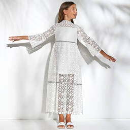Elie Saab-Teen Girls White Guipure Lace Dress | Childrensalon Outlet