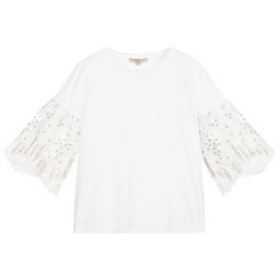 Elie Saab-Teen White Cotton T-Shirt | Childrensalon Outlet