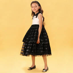 Elie Saab-White & Black Tulle Dress | Childrensalon Outlet