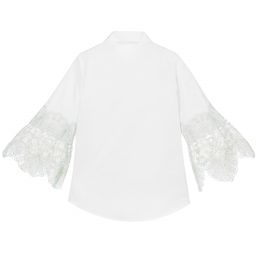 Elie Saab-White Cotton & Lace Shirt | Childrensalon Outlet