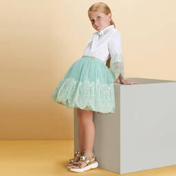 Elie Saab-White Cotton & Lace Shirt | Childrensalon Outlet