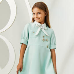Elie Saab-Youthful Emerald Embellished Bow Dress | Childrensalon Outlet