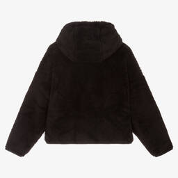 Elle-Black Logo Faux Fur Zip-Up Top | Childrensalon Outlet
