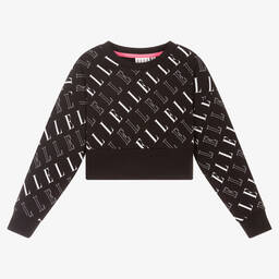 إيل-Girls Black Cotton Sweatshirt | Childrensalon Outlet