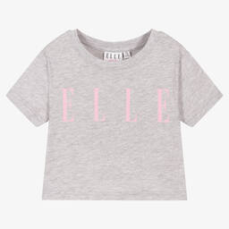 إيل-Girls Grey Cotton Logo T-Shirt | Childrensalon Outlet