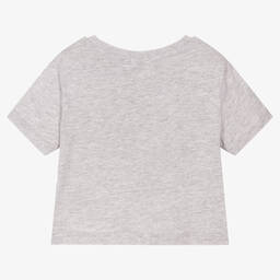 إيل-Girls Grey Cotton Logo T-Shirt | Childrensalon Outlet