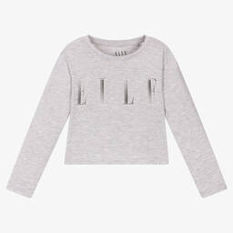 إيل-Girls Grey Cotton Top | Childrensalon Outlet