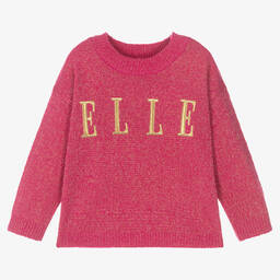 إيل-Girls Pink & Gold Logo Jumper | Childrensalon Outlet