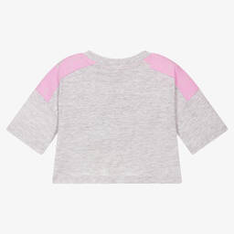 Elle-Grey Cotton Logo T-Shirt | Childrensalon Outlet