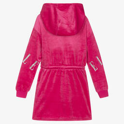 إيل-Pink Velour Hooded Logo Dress | Childrensalon Outlet