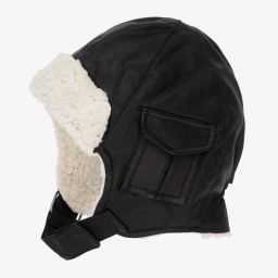 Elodie-قبعة أطفال ولادي جلد صناعي لون أسود | Childrensalon Outlet