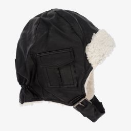 Elodie-قبعة أطفال ولادي جلد صناعي لون أسود | Childrensalon Outlet