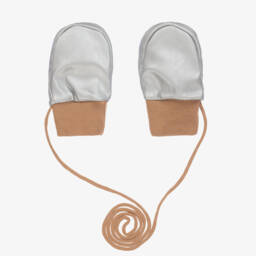 Elodie-Boys Silver Warm Faux Leather Mittens | Childrensalon Outlet