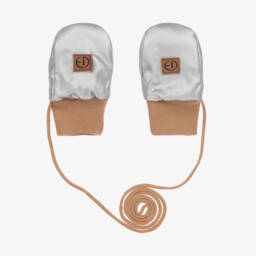 Elodie-Boys Silver Warm Faux Leather Mittens | Childrensalon Outlet