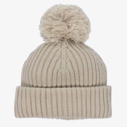 Elodie-Girls Beige Pom-Pom Wool Hat | Childrensalon Outlet