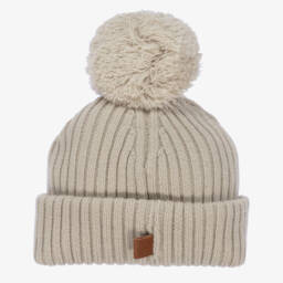 Elodie-Girls Beige Pom-Pom Wool Hat | Childrensalon Outlet