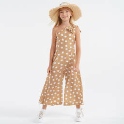 إلسي-جمبسوت شيفون منقط لون بيج وعاجي | Childrensalon Outlet