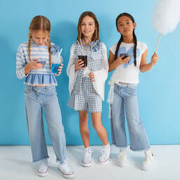 Elsy-Кремово-голубые шорты из твида | Childrensalon Outlet