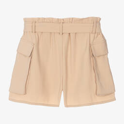 إلسي-شورت بحزام مزيج فيسكوز لون بيج للبنات | Childrensalon Outlet