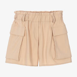 إلسي-شورت بحزام مزيج فيسكوز لون بيج للبنات | Childrensalon Outlet
